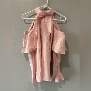 Adrienne Pink Open Shoulder Long Sleeve Blouse